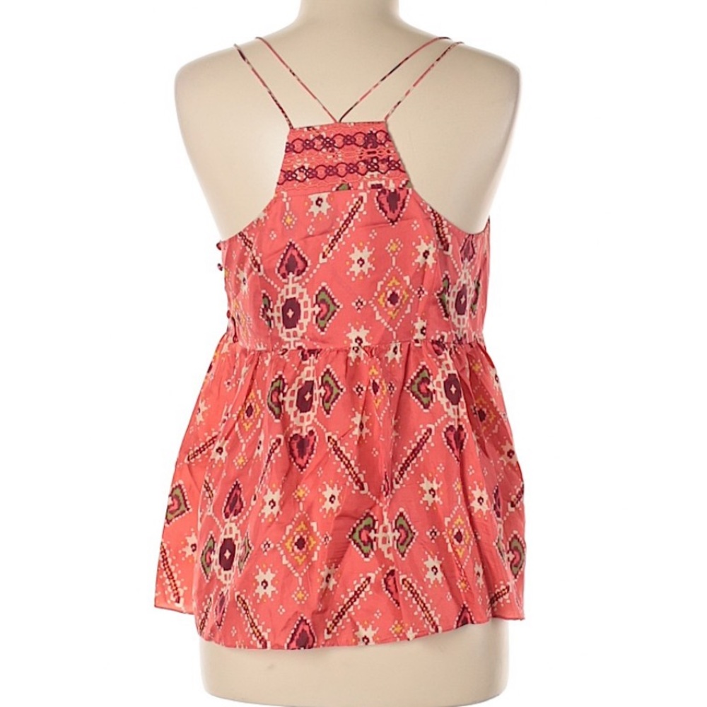 ANTHROPOLOGIE Odille Coral Silk Strappy Tank Top - Picture 2 of 5